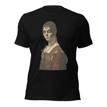 Sugar Skull La Belle Ferroniere Shirt Dia De Los Muertos Renaissance Parody Tee - Inken Image