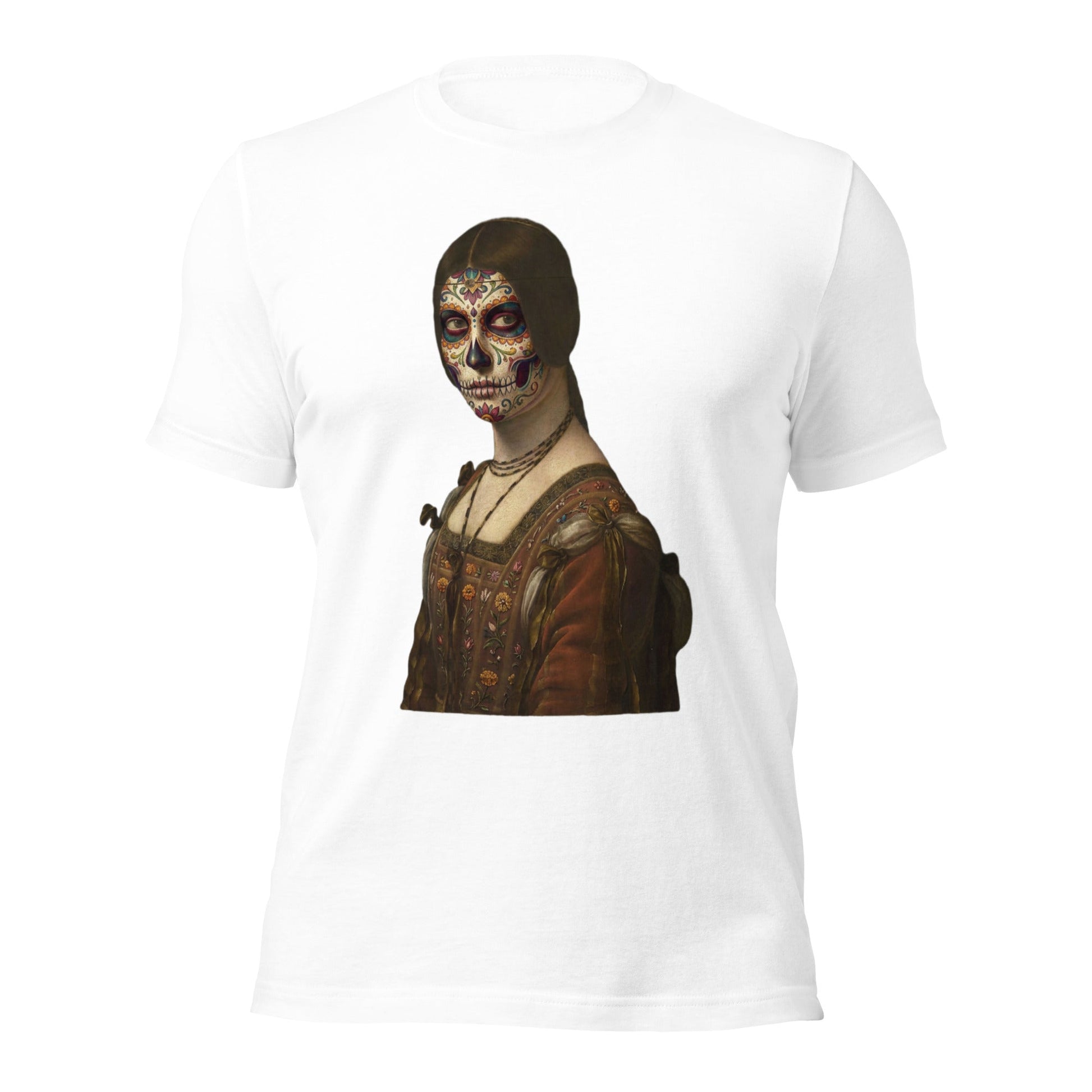 Sugar Skull La Belle Ferroniere Shirt Dia De Los Muertos Renaissance Parody Tee - Inken Image