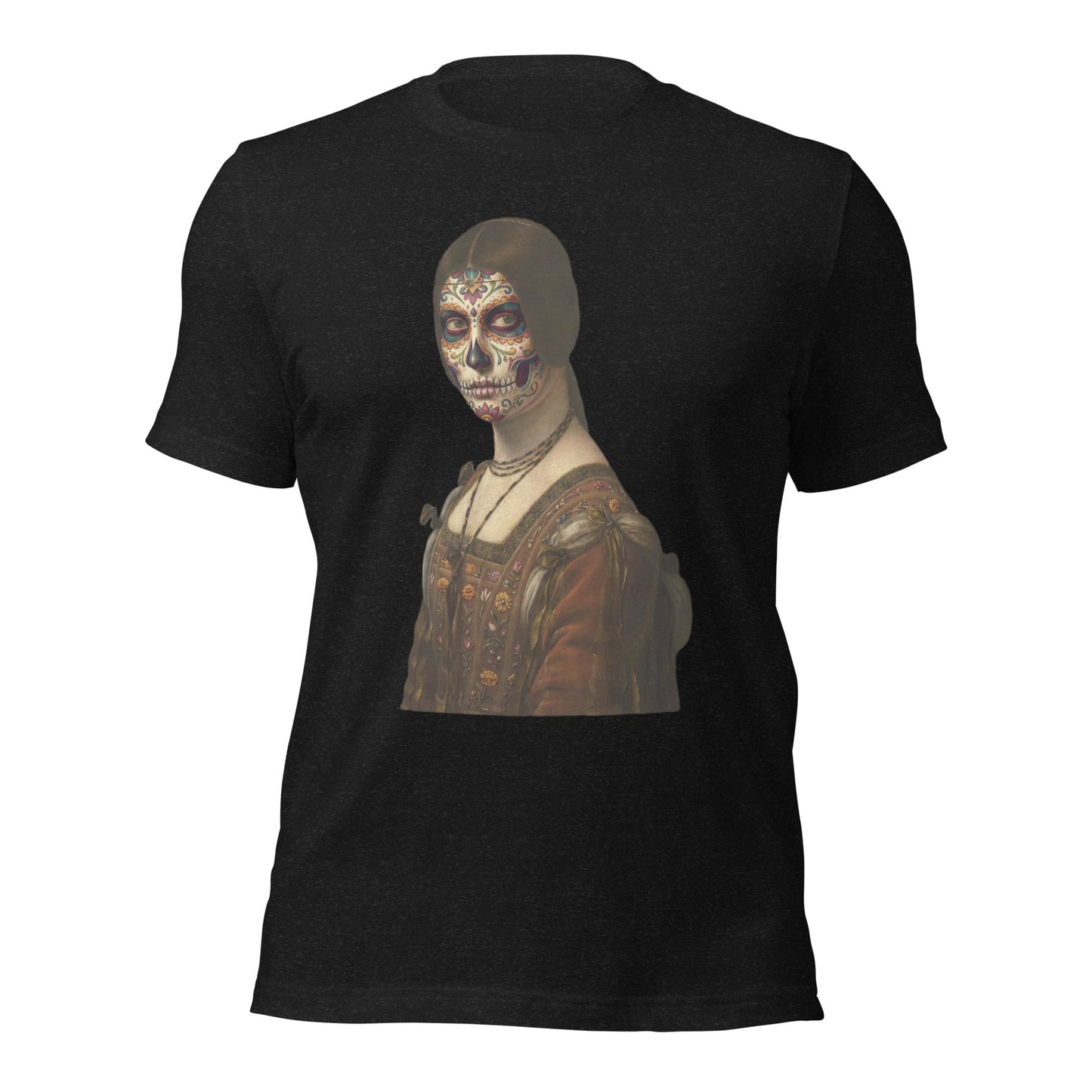 Sugar Skull La Belle Ferroniere Shirt Dia De Los Muertos Renaissance Parody Tee - Inken Image