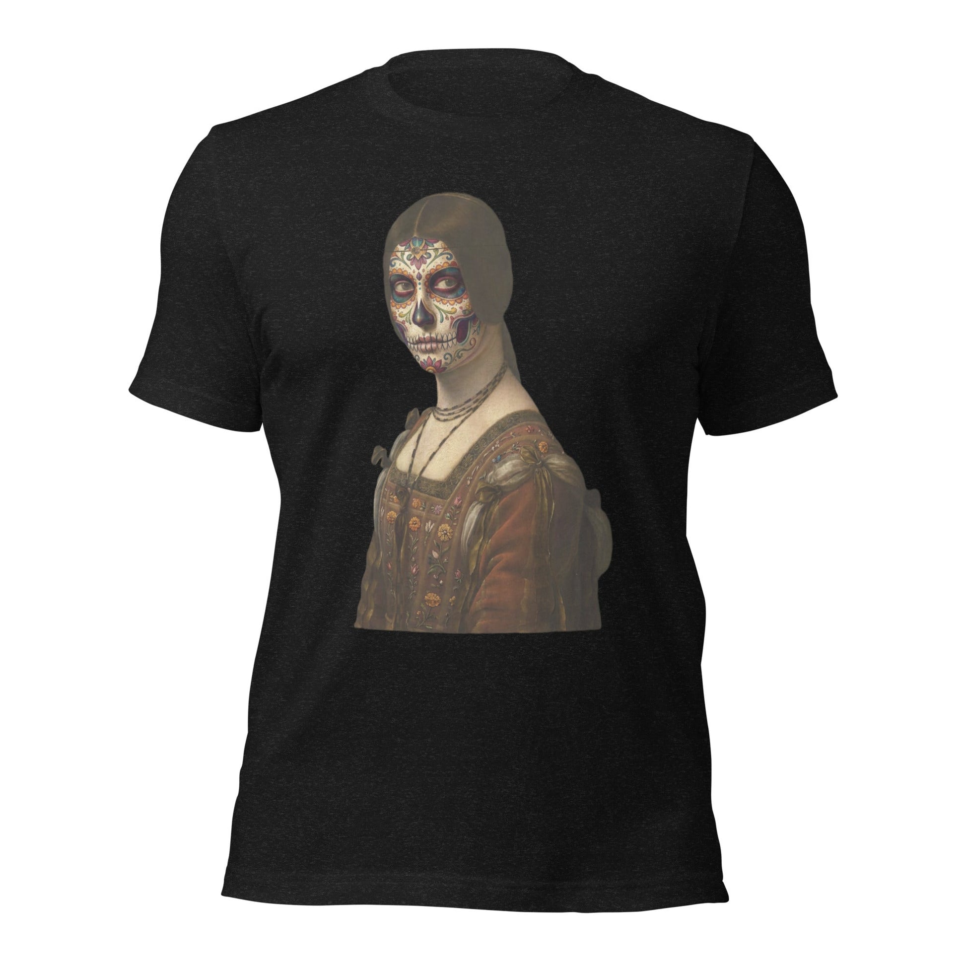 Sugar Skull La Belle Ferroniere Shirt Dia De Los Muertos Renaissance Parody Tee - Inken Image