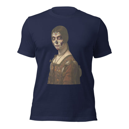 Sugar Skull La Belle Ferroniere Shirt Dia De Los Muertos Renaissance Parody Tee - Inken Image