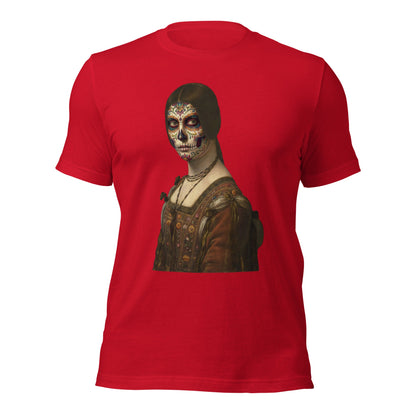 Sugar Skull La Belle Ferroniere Shirt Dia De Los Muertos Renaissance Parody Tee - Inken Image