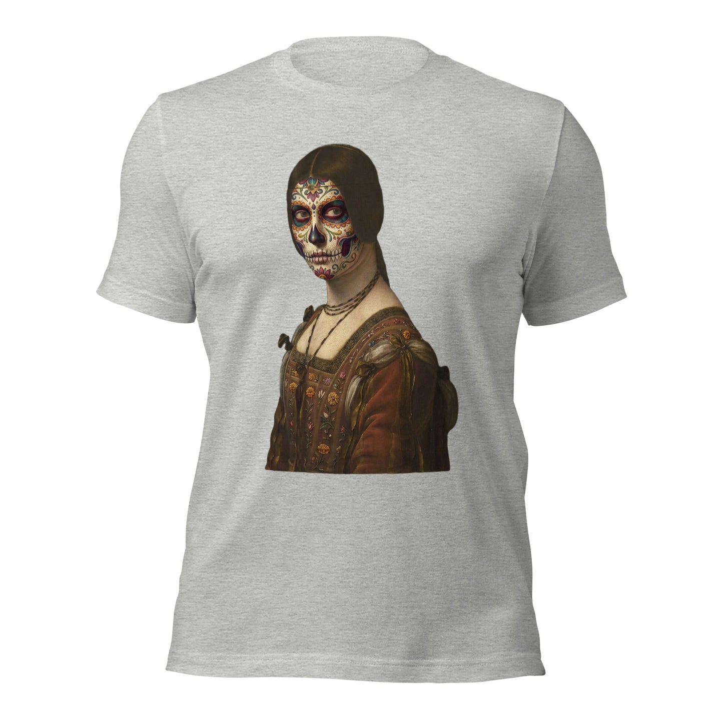 Sugar Skull La Belle Ferroniere Shirt Dia De Los Muertos Renaissance Parody Tee - Inken Image