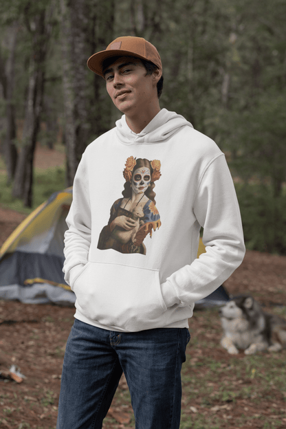 Sugar Skull Lady with Ermine Hoodie Dia De Los Muertos Renaissance Sweatshirt - Inken Image