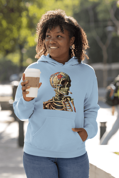 Sugar Skull Skeleton Smoking Cigarette Hoodie Dia De Los Muertos Gothic Sweatshirt - Inken Image