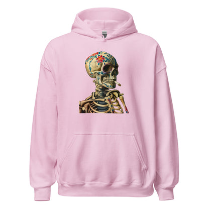 Sugar Skull Skeleton Smoking Cigarette Hoodie Dia De Los Muertos Gothic Sweatshirt - Inken Image