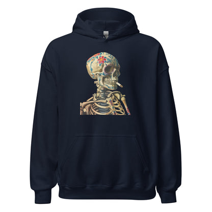 Sugar Skull Skeleton Smoking Cigarette Hoodie Dia De Los Muertos Gothic Sweatshirt - Inken Image