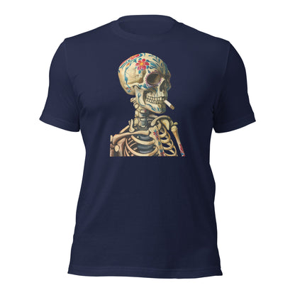Sugar Skull Skeleton Smoking Cigarette Shirt Dia De Los Muertos Gothic Tee - Inken Image