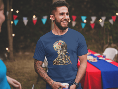 Sugar Skull Skeleton Smoking Cigarette Shirt Dia De Los Muertos Gothic Tee - Inken Image