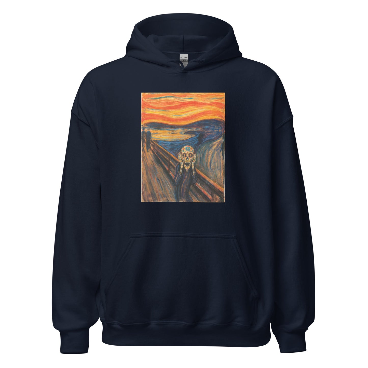 Sugar Skull The Scream Sweatshirt Dia De Los Muertos Expressionist Parody Hoodie - Inken Image