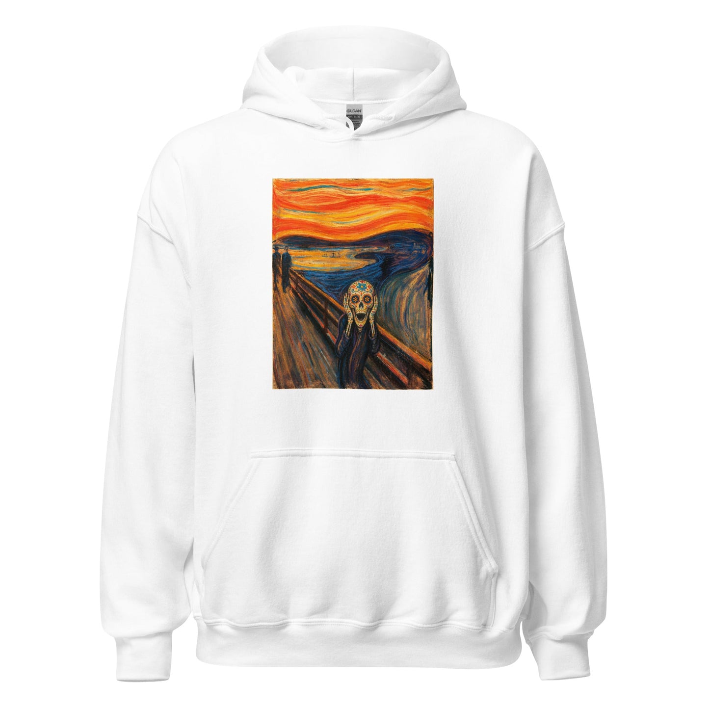 Sugar Skull The Scream Sweatshirt Dia De Los Muertos Expressionist Parody Hoodie - Inken Image