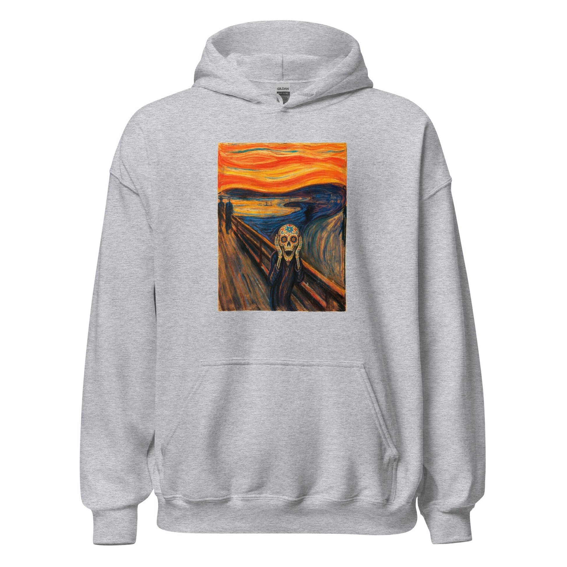 Sugar Skull The Scream Sweatshirt Dia De Los Muertos Expressionist Parody Hoodie - Inken Image