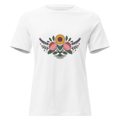 Sunflower and Peony BOHO Floral T-Shirt - Inken Image