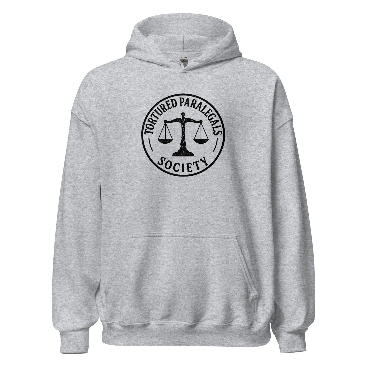 Tortured Paralegals Society Hoodie Legal Humor Graphic Sweatshirt - Inken Image