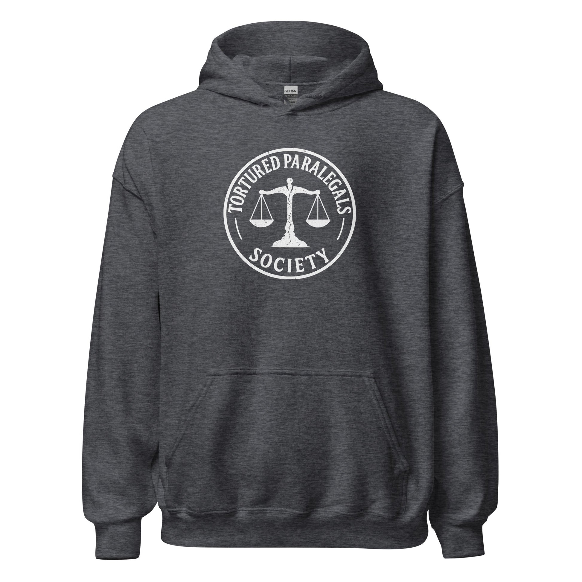 Tortured Paralegals Society Hoodie Legal Humor Graphic Sweatshirt - Inken Image