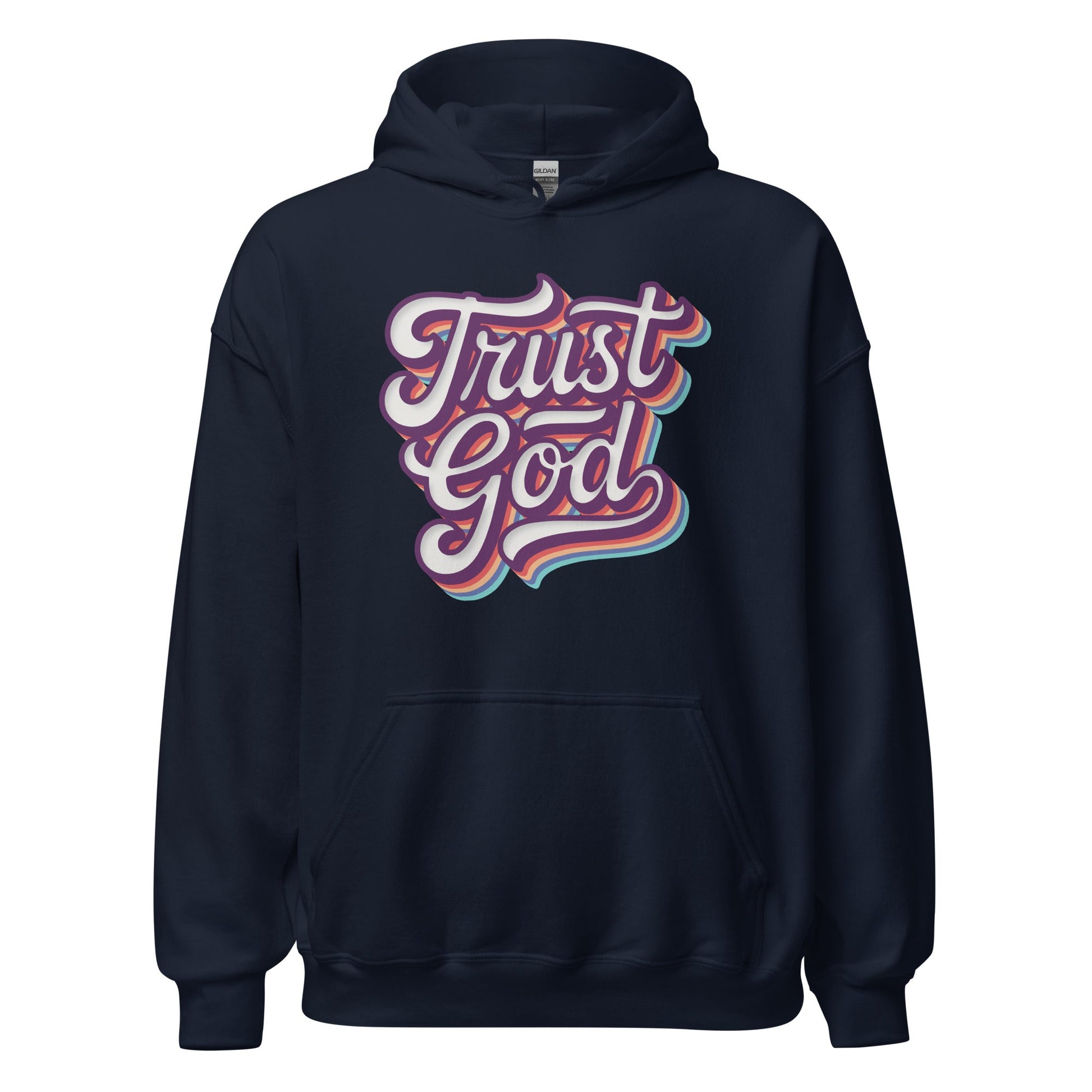 Trust God Retro Typography Hoodie - Inken Image