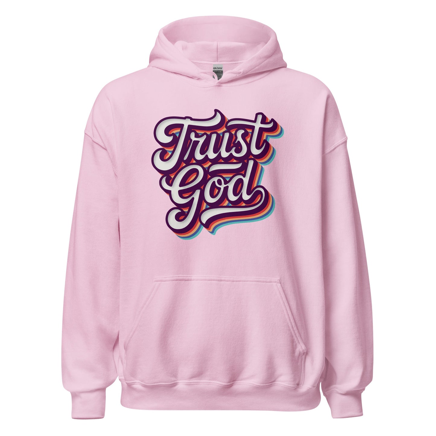 Trust God Retro Typography Hoodie - Inken Image