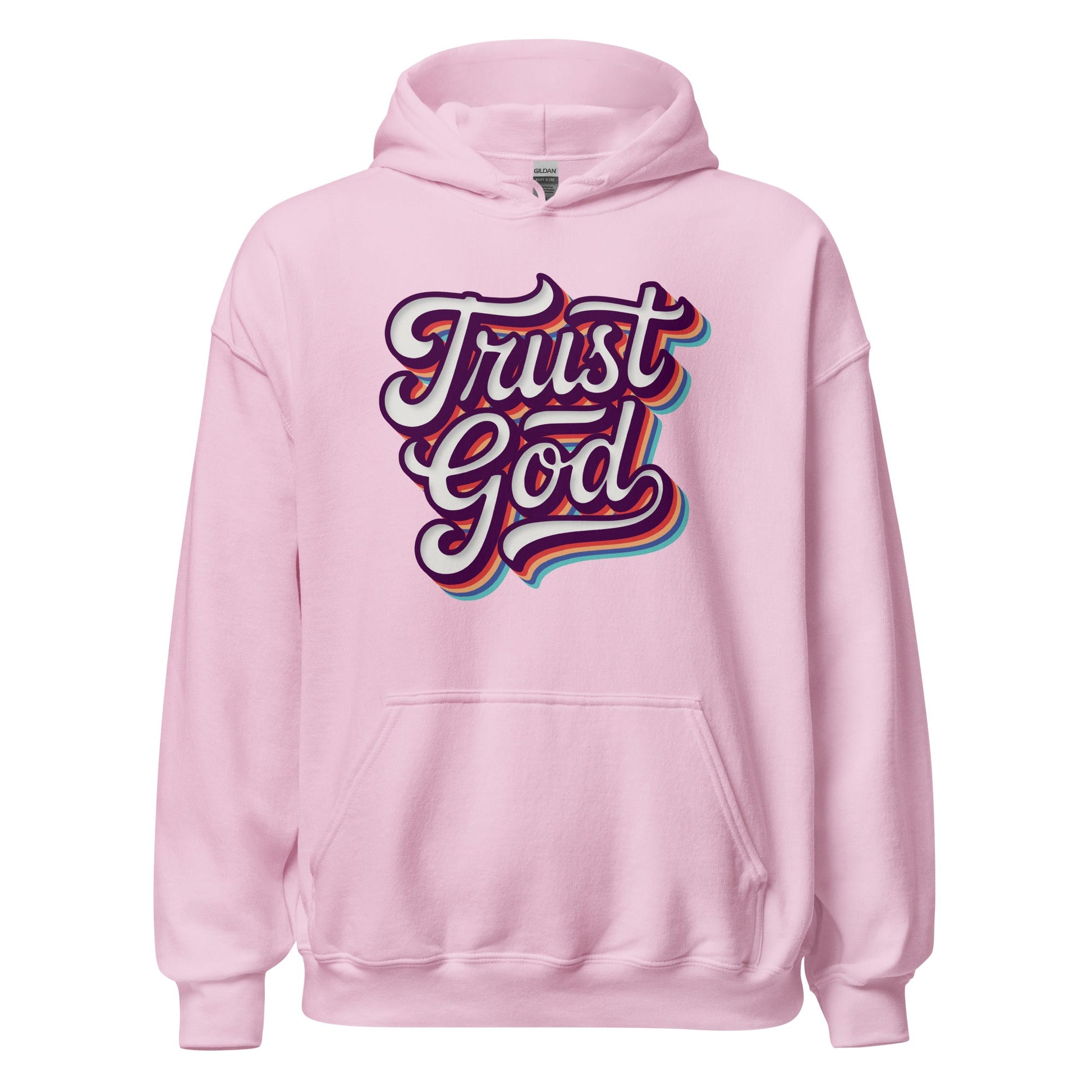Trust God Retro Typography Hoodie - Inken Image