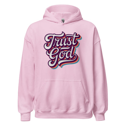Trust God Retro Typography Hoodie - Inken Image