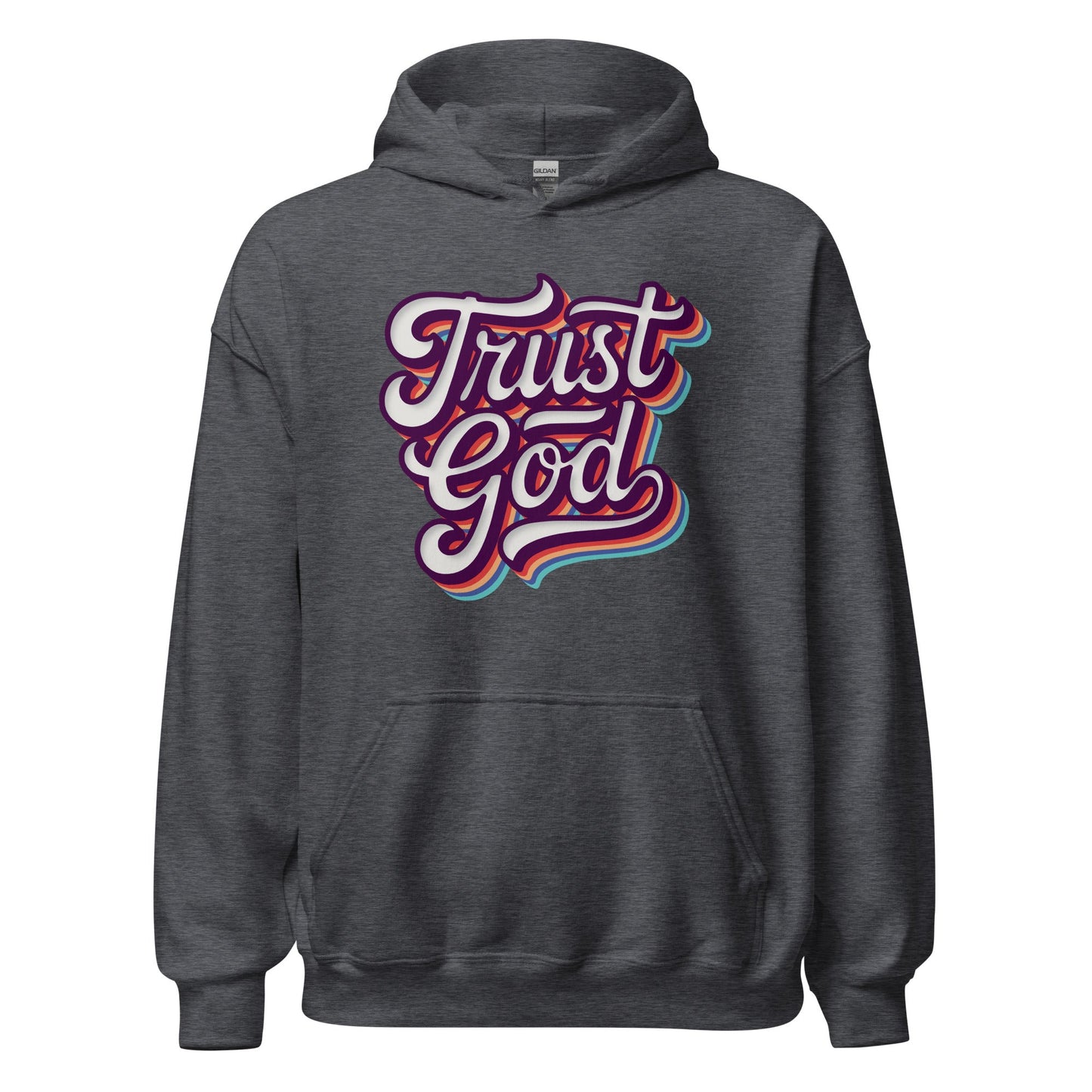 Trust God Retro Typography Hoodie - Inken Image