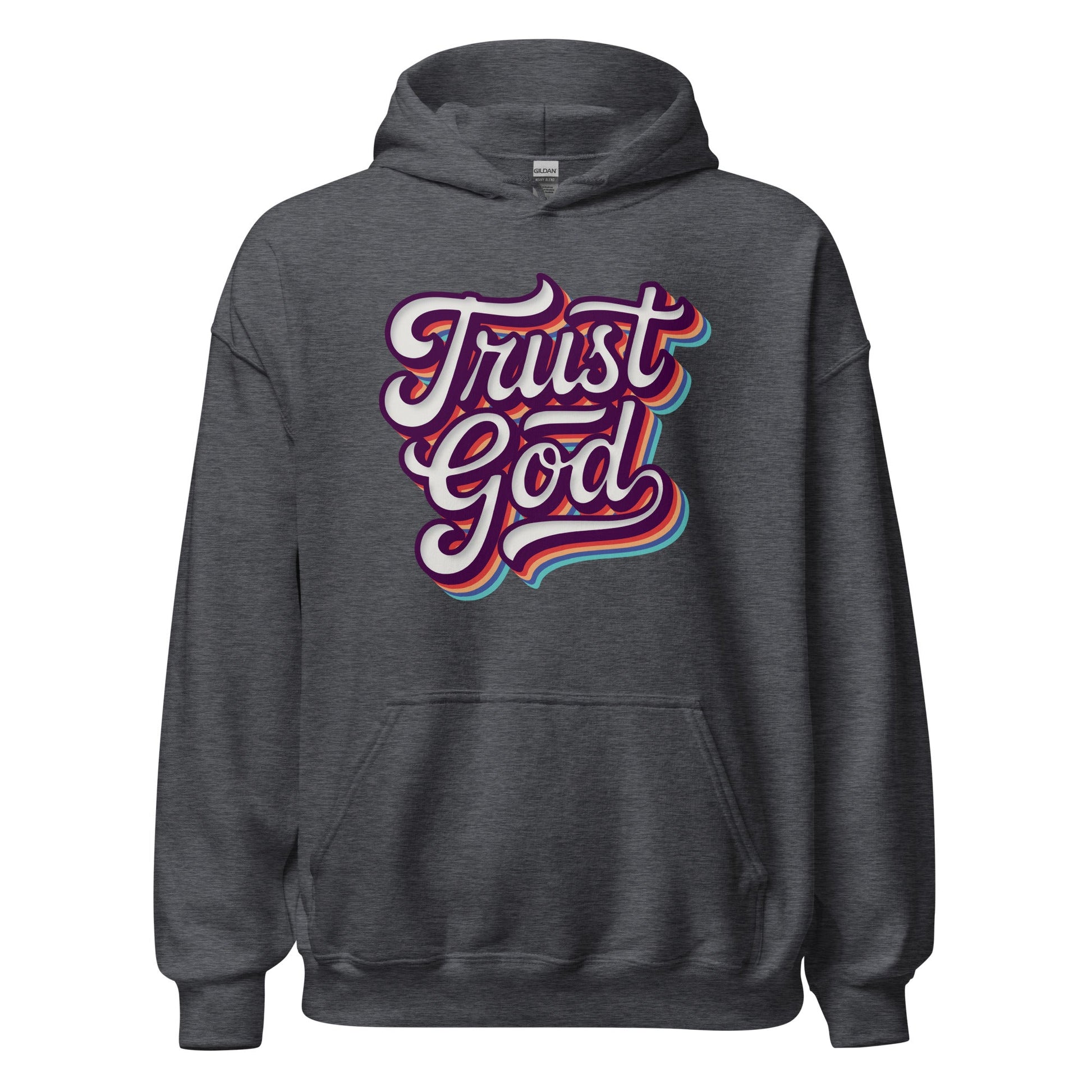 Trust God Retro Typography Hoodie - Inken Image