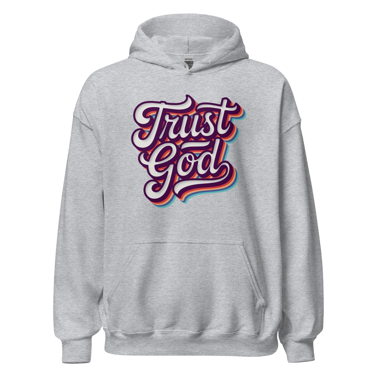 Trust God Retro Typography Hoodie - Inken Image