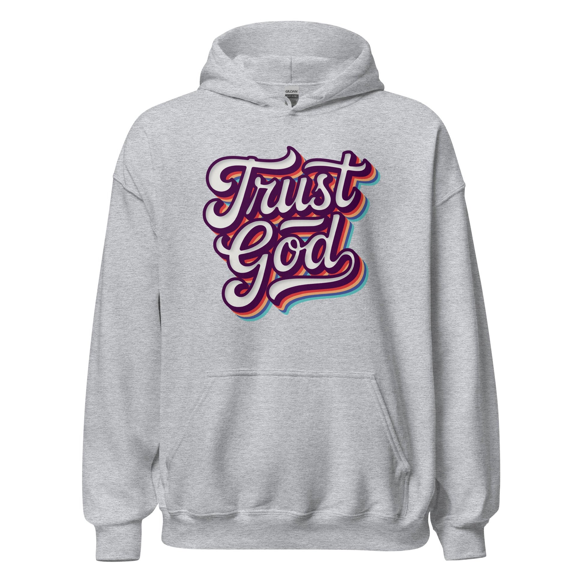 Trust God Retro Typography Hoodie - Inken Image