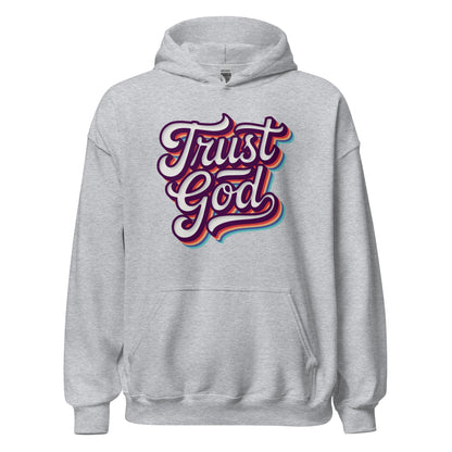 Trust God Retro Typography Hoodie - Inken Image