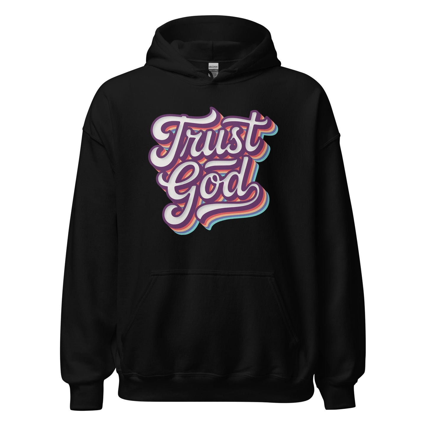 Trust God Retro Typography Hoodie - Inken Image