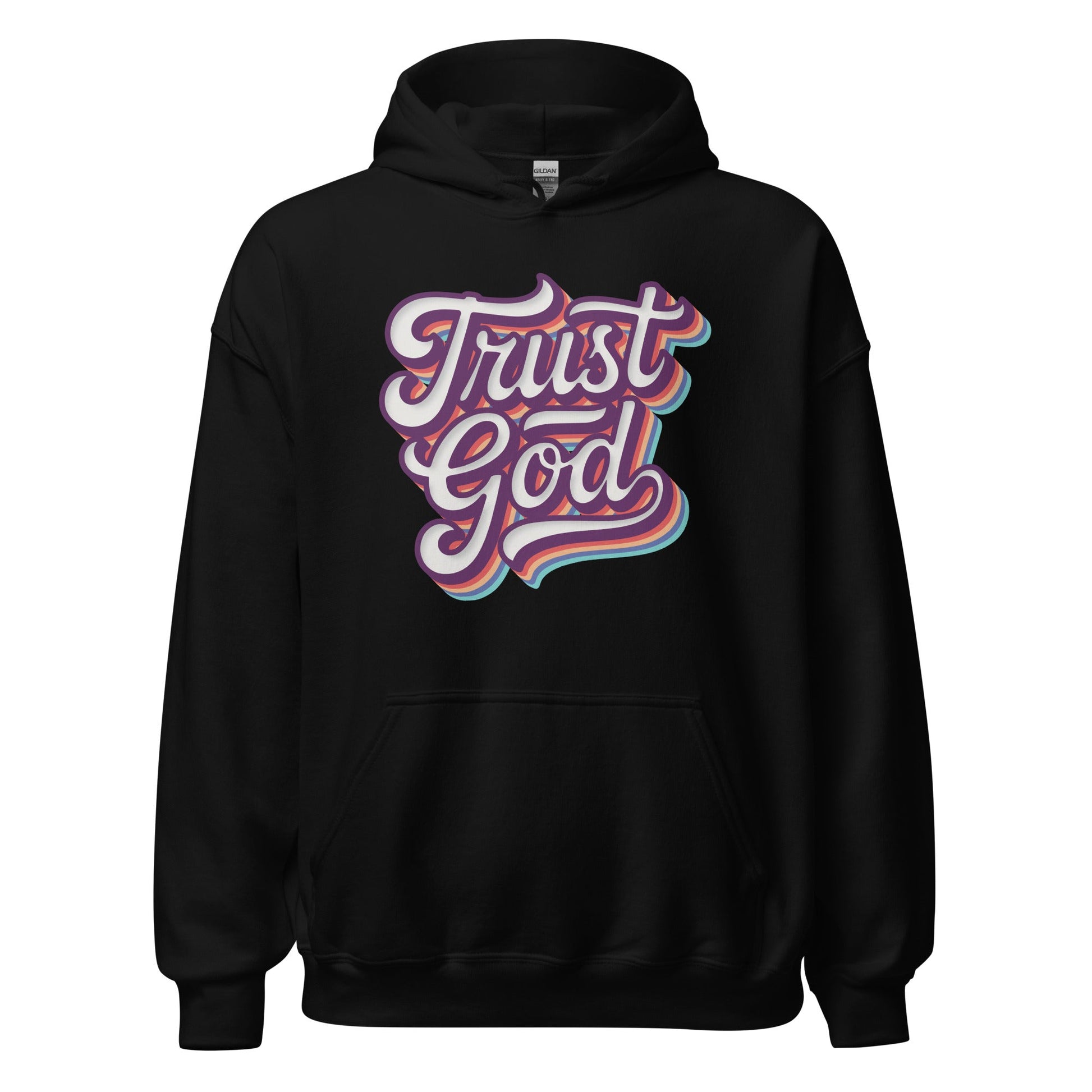 Trust God Retro Typography Hoodie - Inken Image