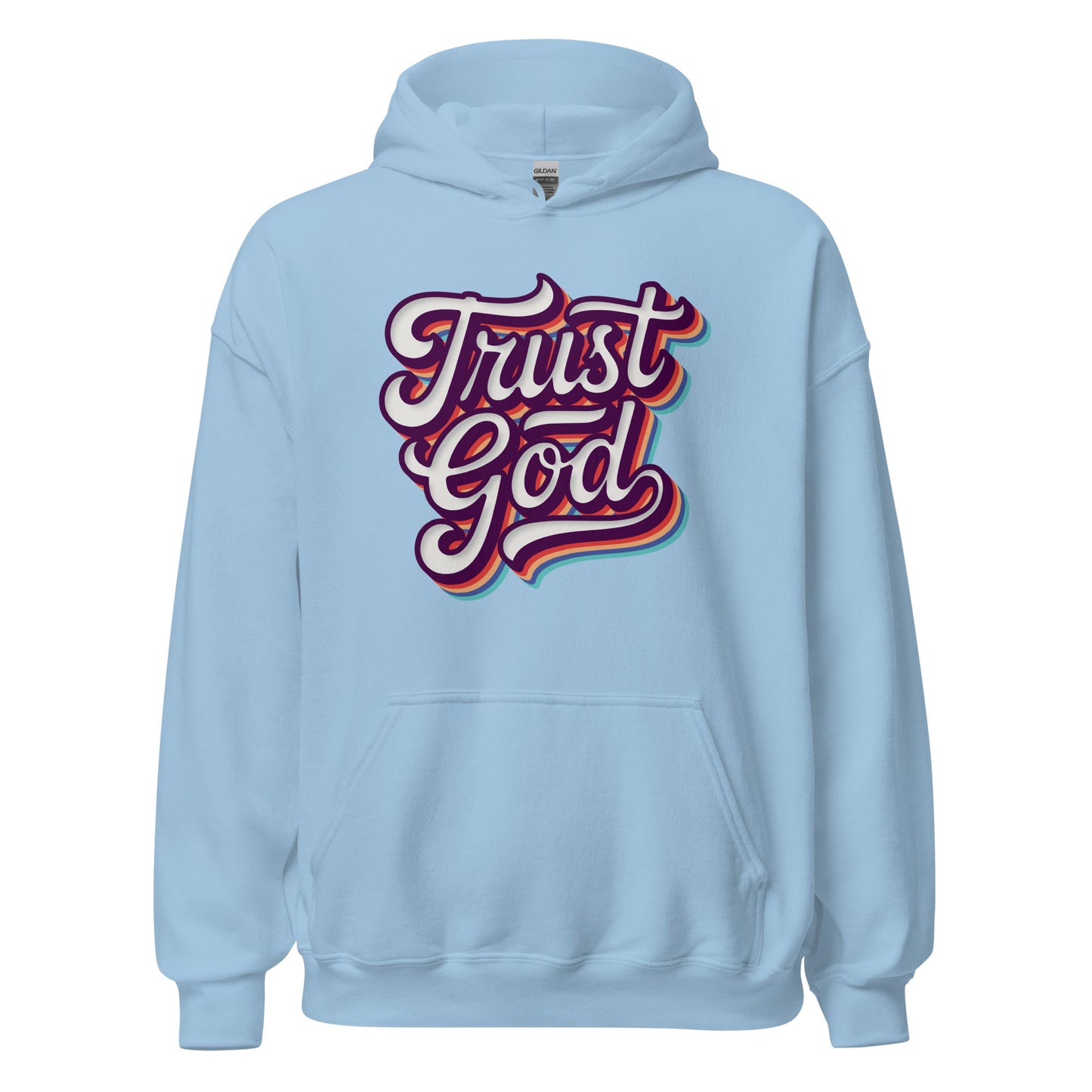 Trust God Retro Typography Hoodie - Inken Image
