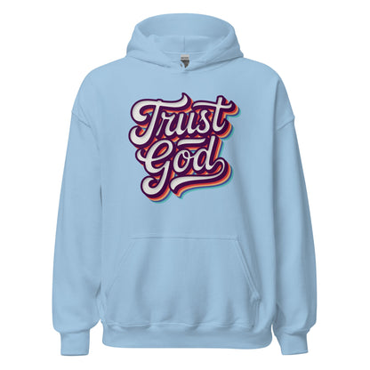 Trust God Retro Typography Hoodie - Inken Image
