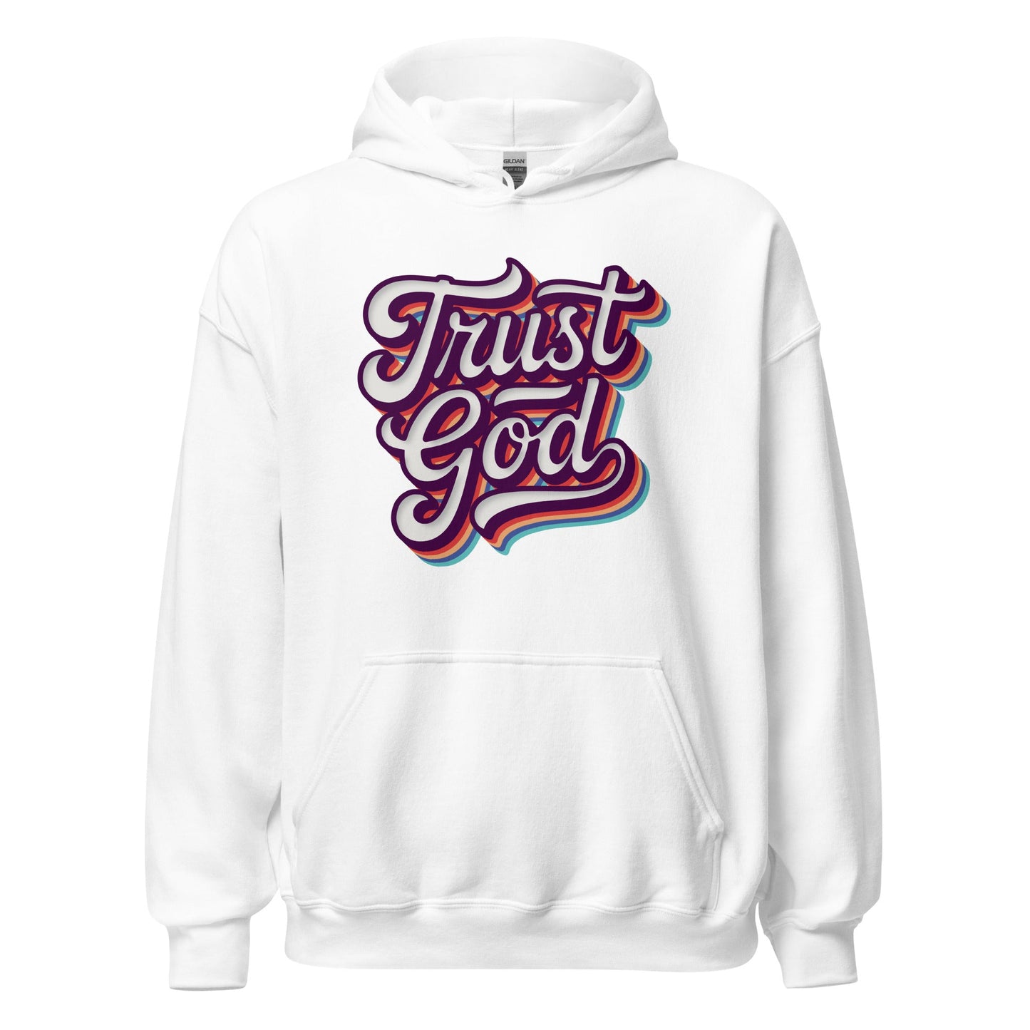 Trust God Retro Typography Hoodie - Inken Image