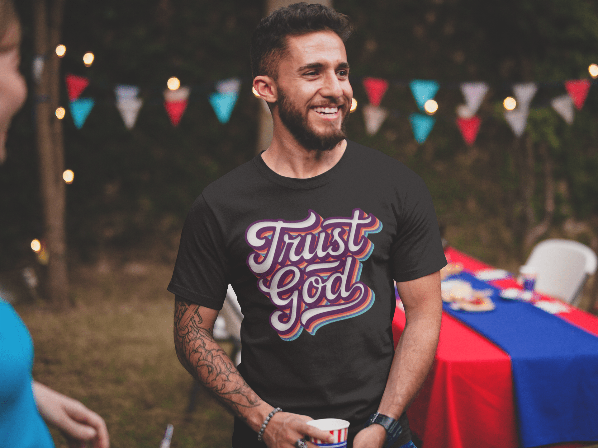 Trust God Retro Typography T-Shirt - Inken Image
