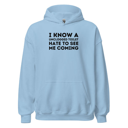 Unclogged Funny Plumber Parody Vintage Pipe Wrench Graphic Humor Hoodie - Inken Image