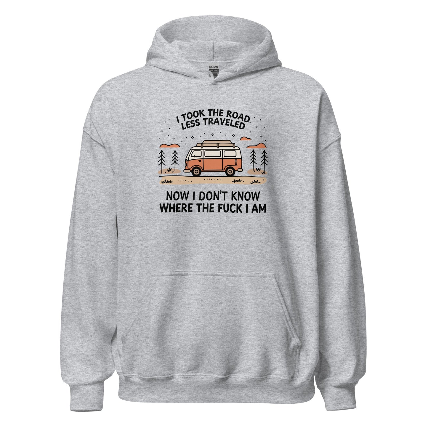 Van Life Hoodie Road Less Traveled Hoodie Camping Adventure Sweatshirt - Inken Image