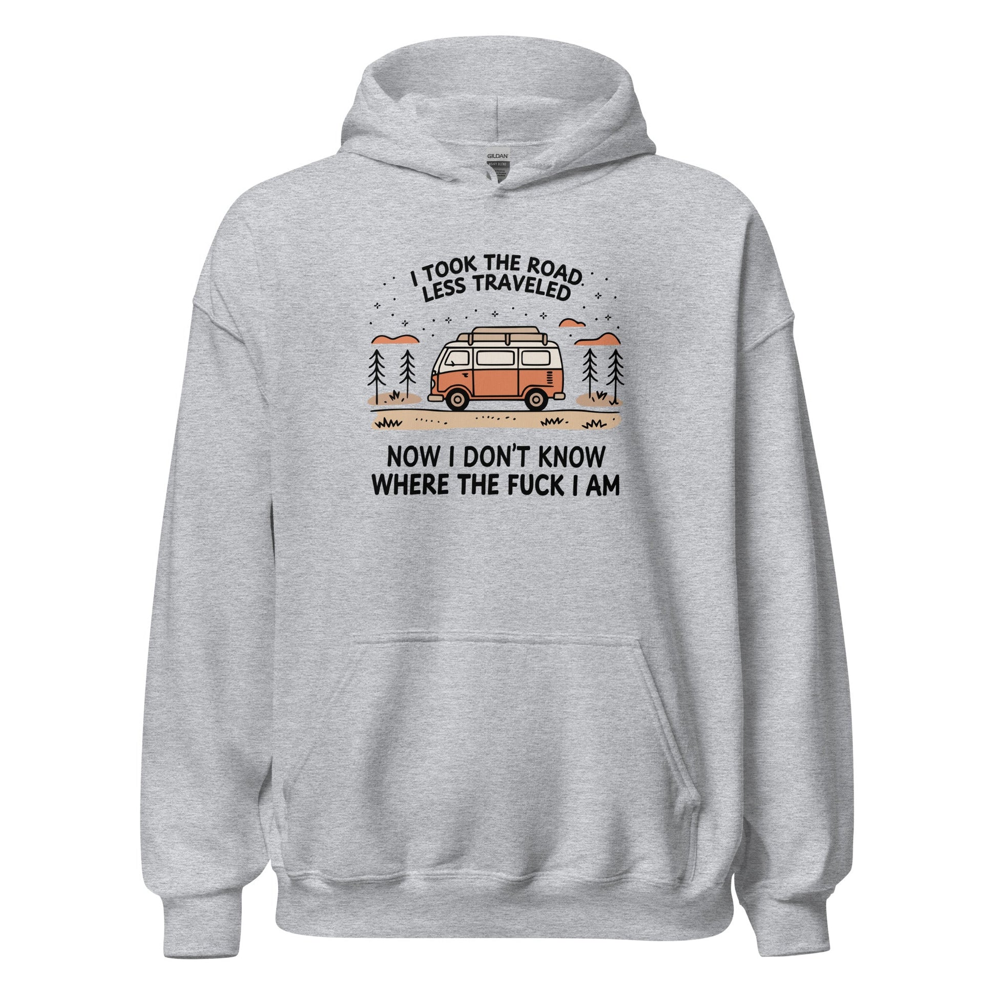 Van Life Hoodie Road Less Traveled Hoodie Camping Adventure Sweatshirt - Inken Image