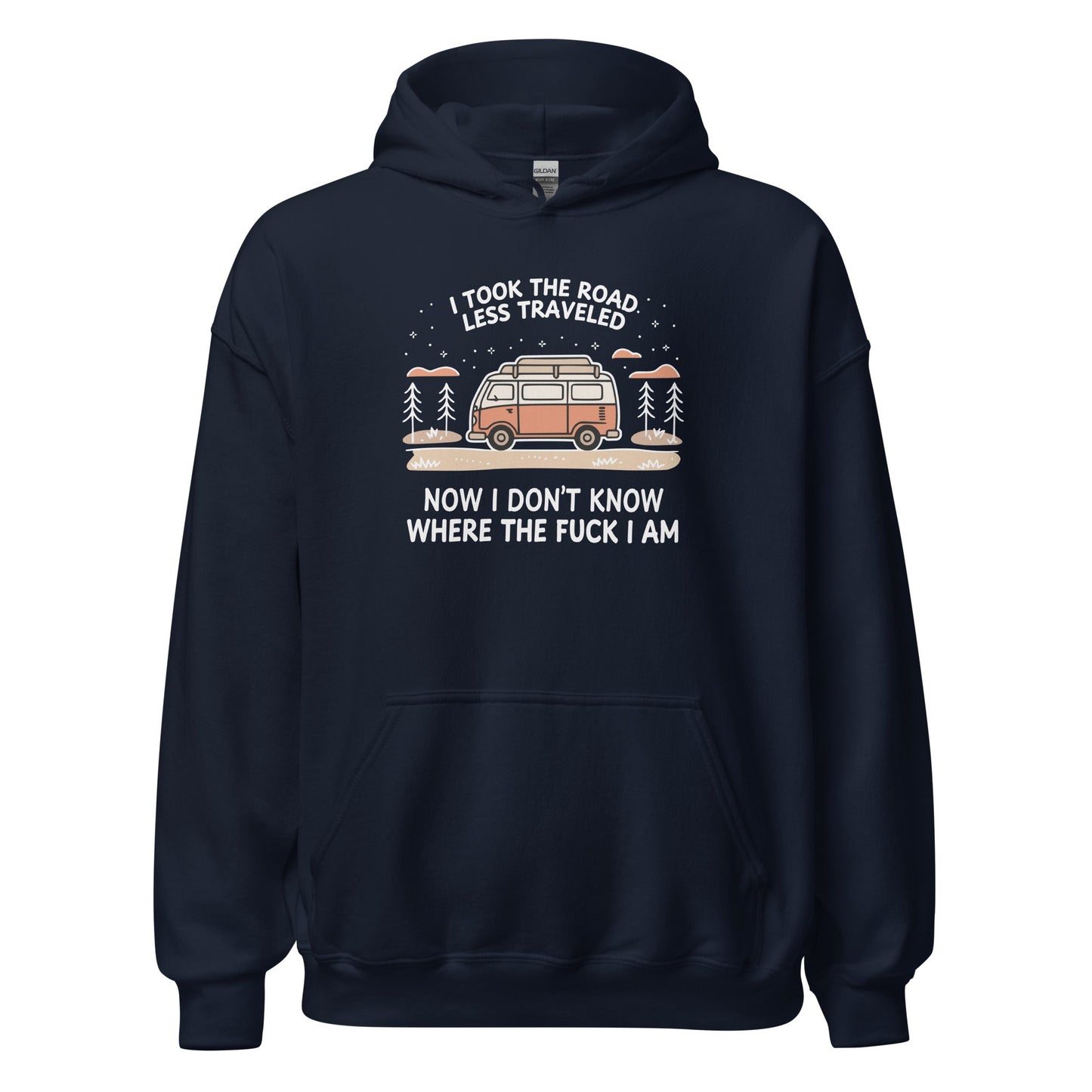 Van Life Hoodie Road Less Traveled Hoodie Camping Adventure Sweatshirt - Inken Image