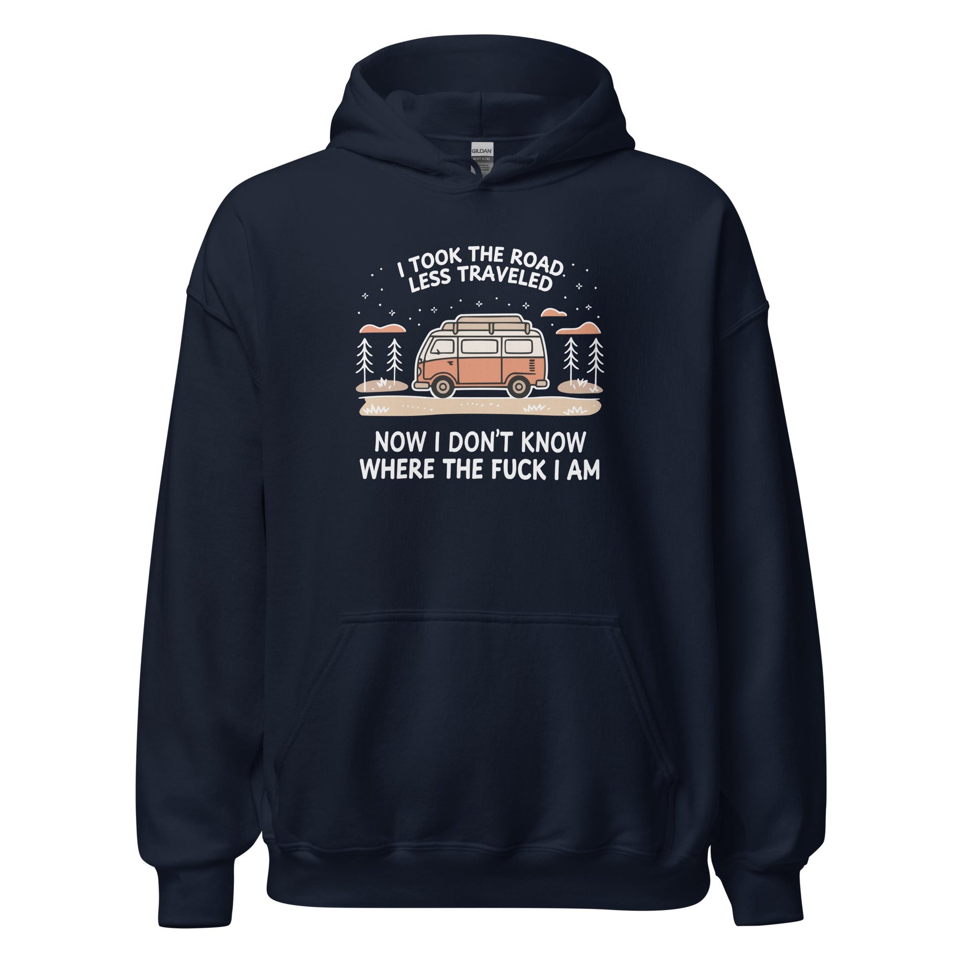Van Life Hoodie Road Less Traveled Hoodie Camping Adventure Sweatshirt - Inken Image