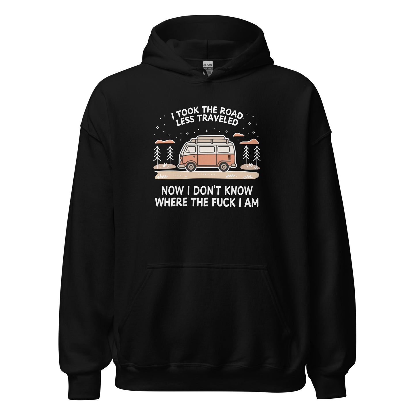 Van Life Hoodie Road Less Traveled Hoodie Camping Adventure Sweatshirt - Inken Image