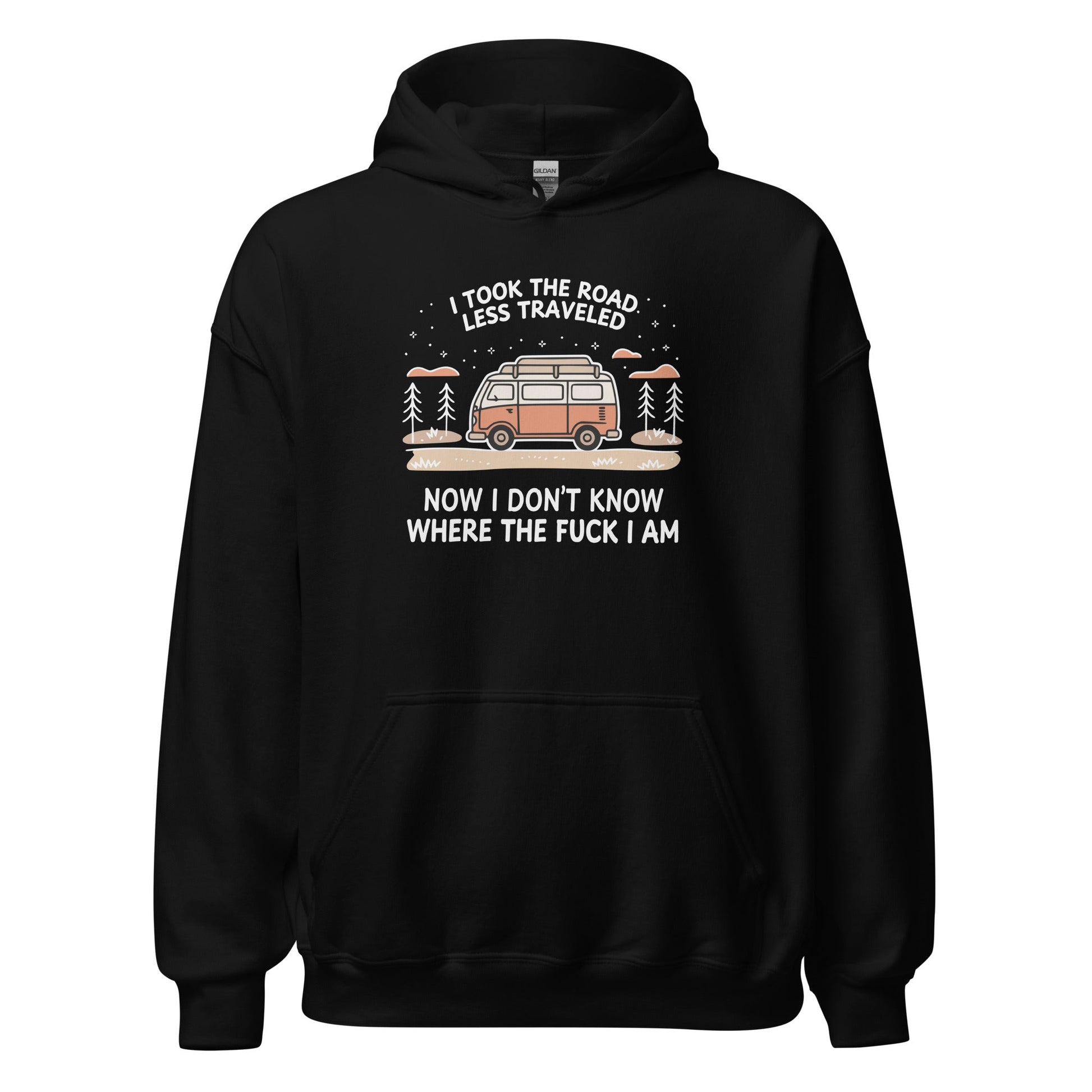 Van Life Hoodie Road Less Traveled Hoodie Camping Adventure Sweatshirt - Inken Image