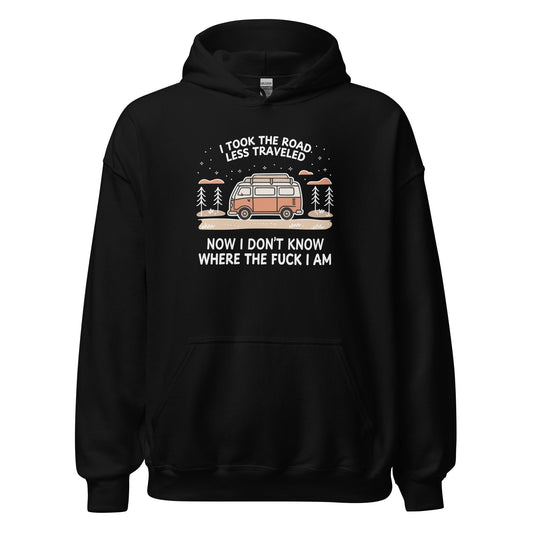 Van Life Hoodie Road Less Traveled Hoodie Camping Adventure Sweatshirt - Inken Image