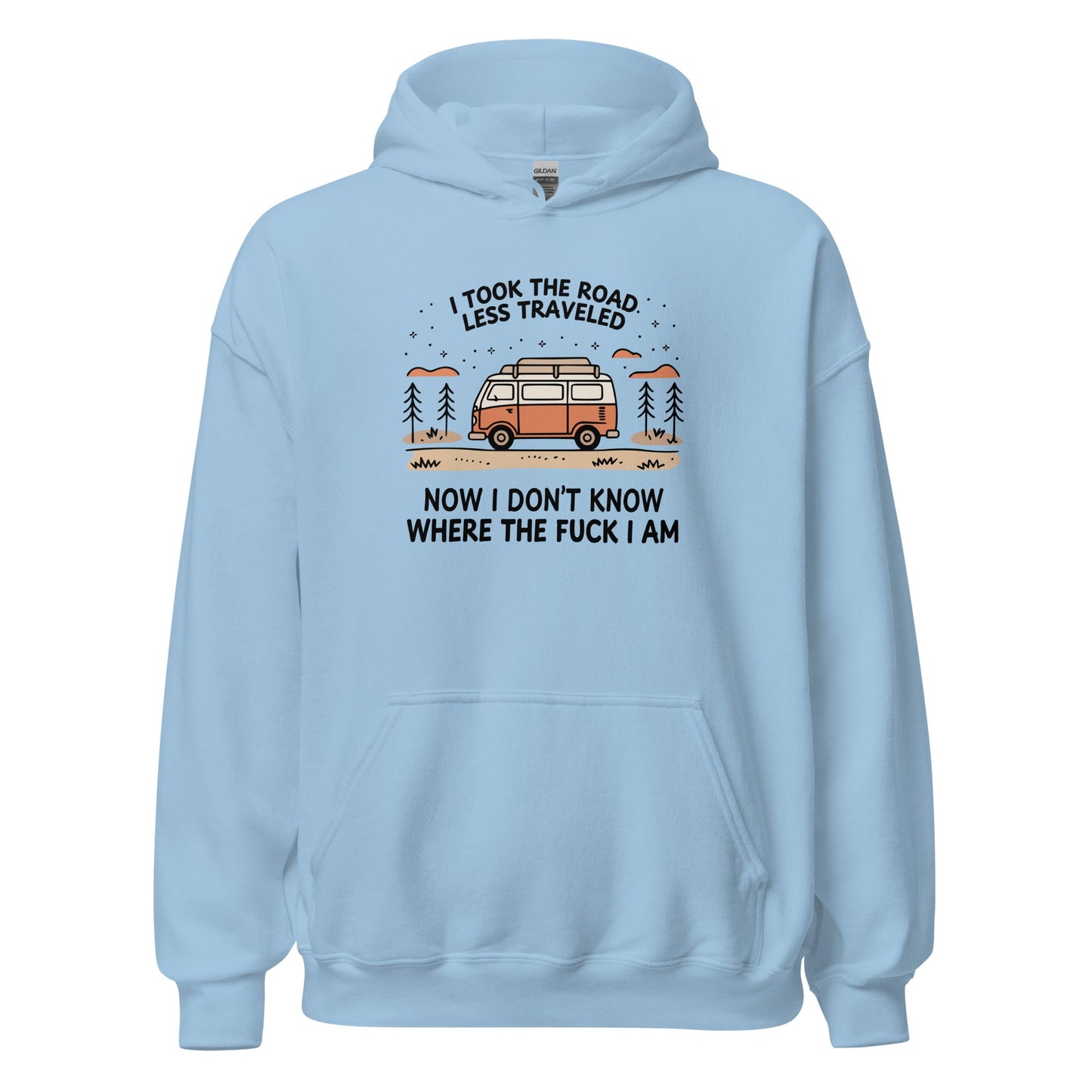 Van Life Hoodie Road Less Traveled Hoodie Camping Adventure Sweatshirt - Inken Image