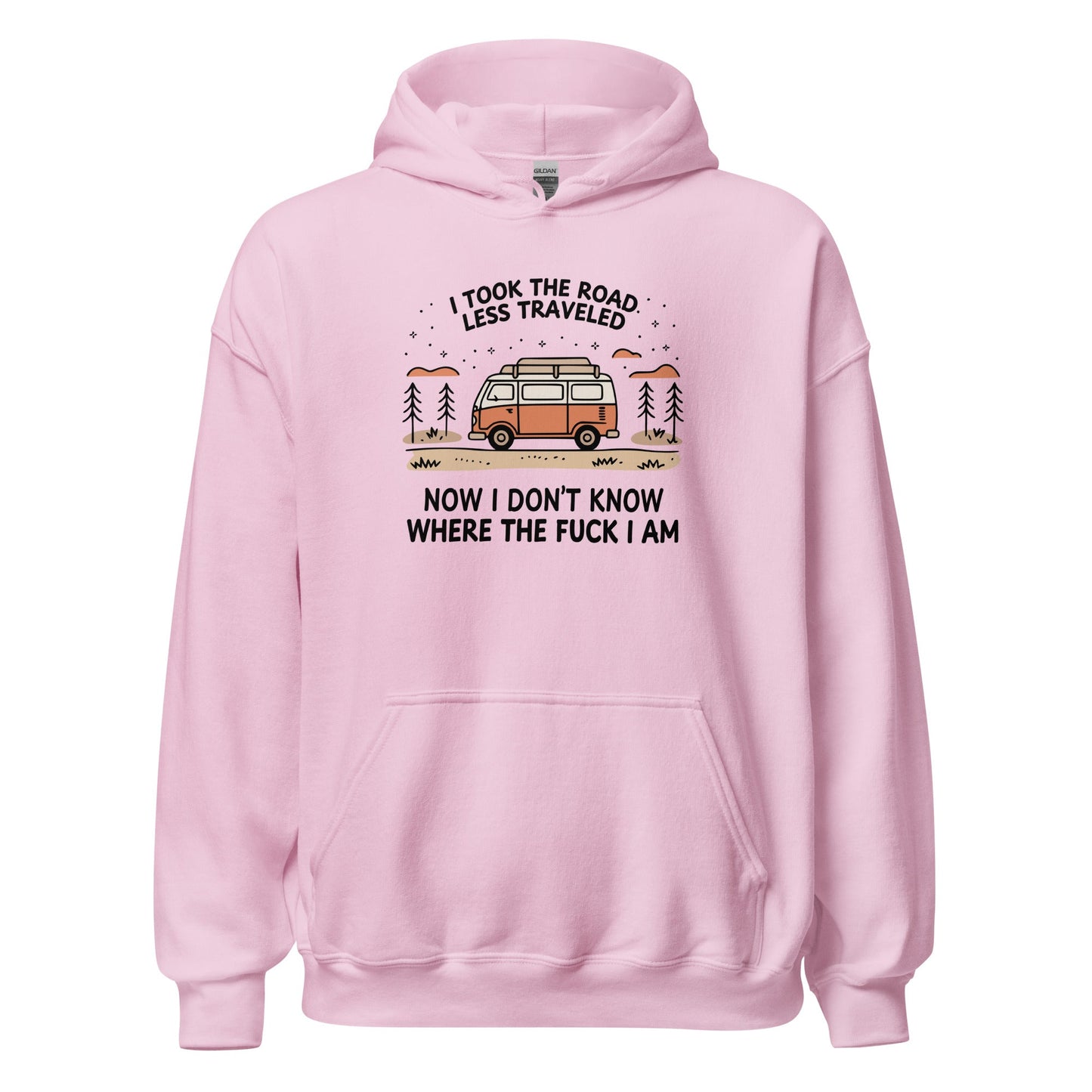 Van Life Hoodie Road Less Traveled Hoodie Camping Adventure Sweatshirt - Inken Image