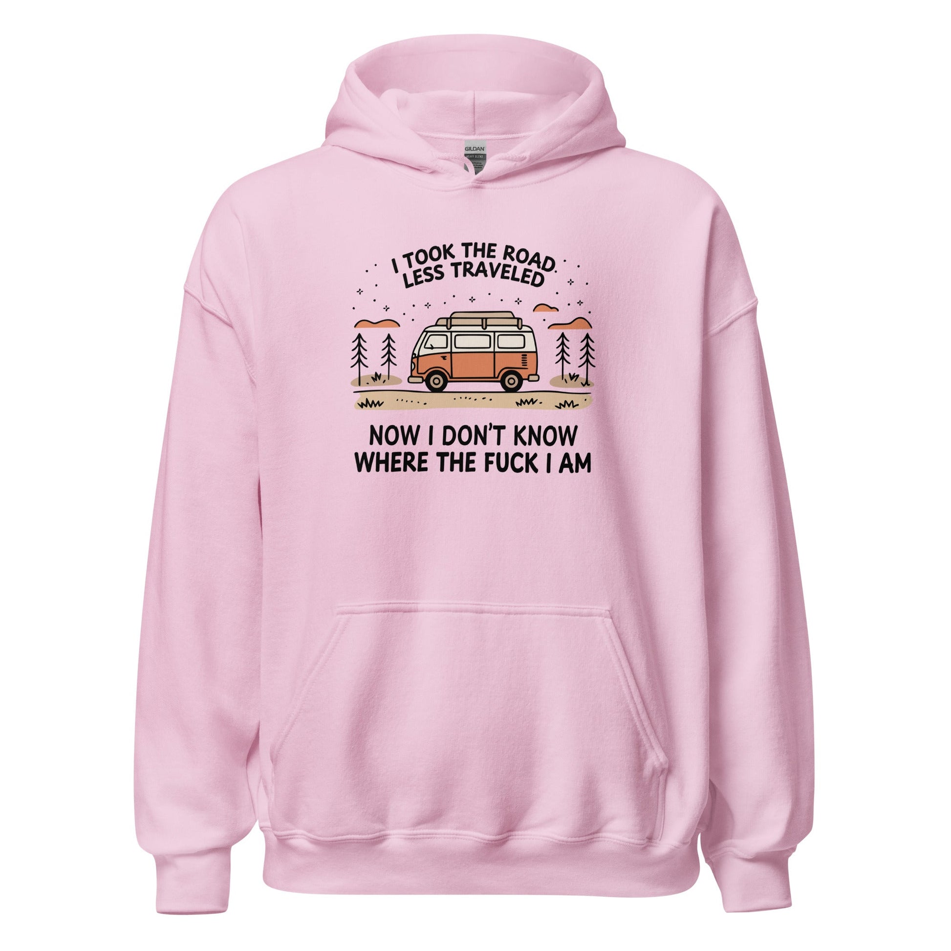 Van Life Hoodie Road Less Traveled Hoodie Camping Adventure Sweatshirt - Inken Image