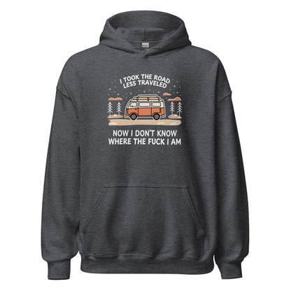 Van Life Hoodie Road Less Traveled Hoodie Camping Adventure Sweatshirt - Inken Image
