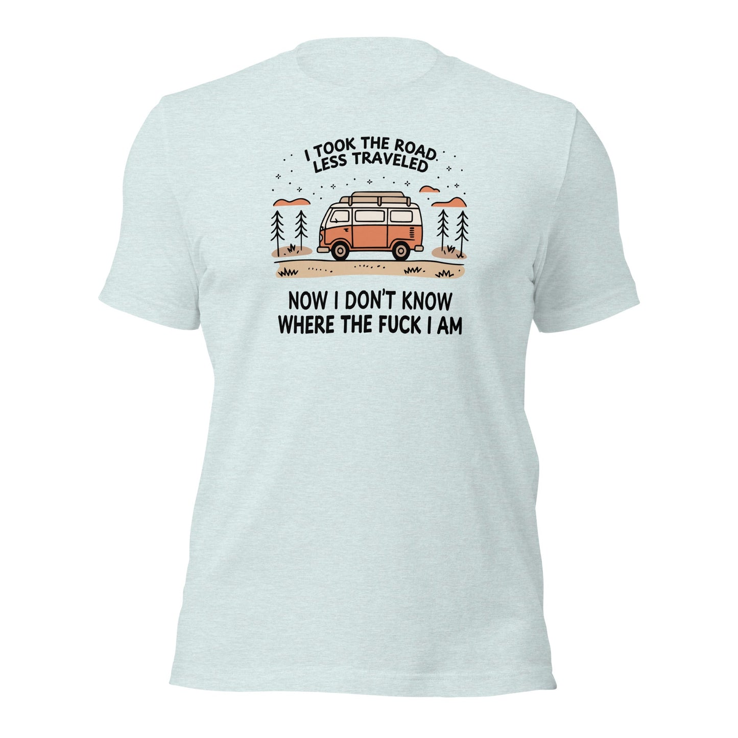 Van Life T-Shirt Road Less Traveled Shirt Camping Adventure Tee - Inken Image