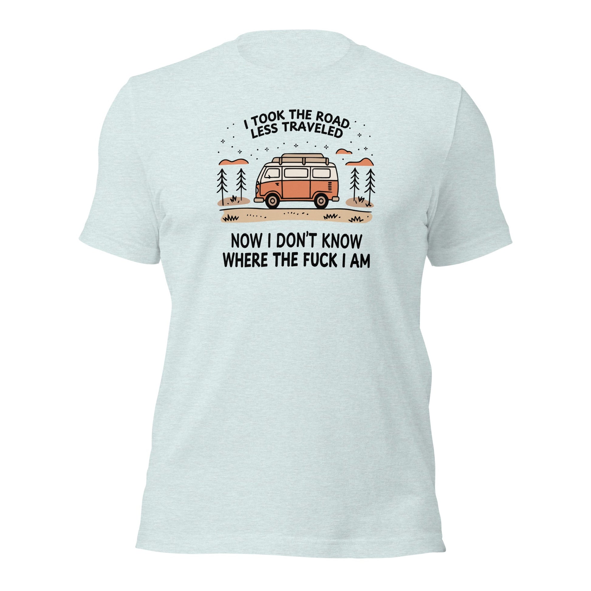 Van Life T-Shirt Road Less Traveled Shirt Camping Adventure Tee - Inken Image