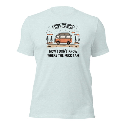 Van Life T-Shirt Road Less Traveled Shirt Camping Adventure Tee - Inken Image