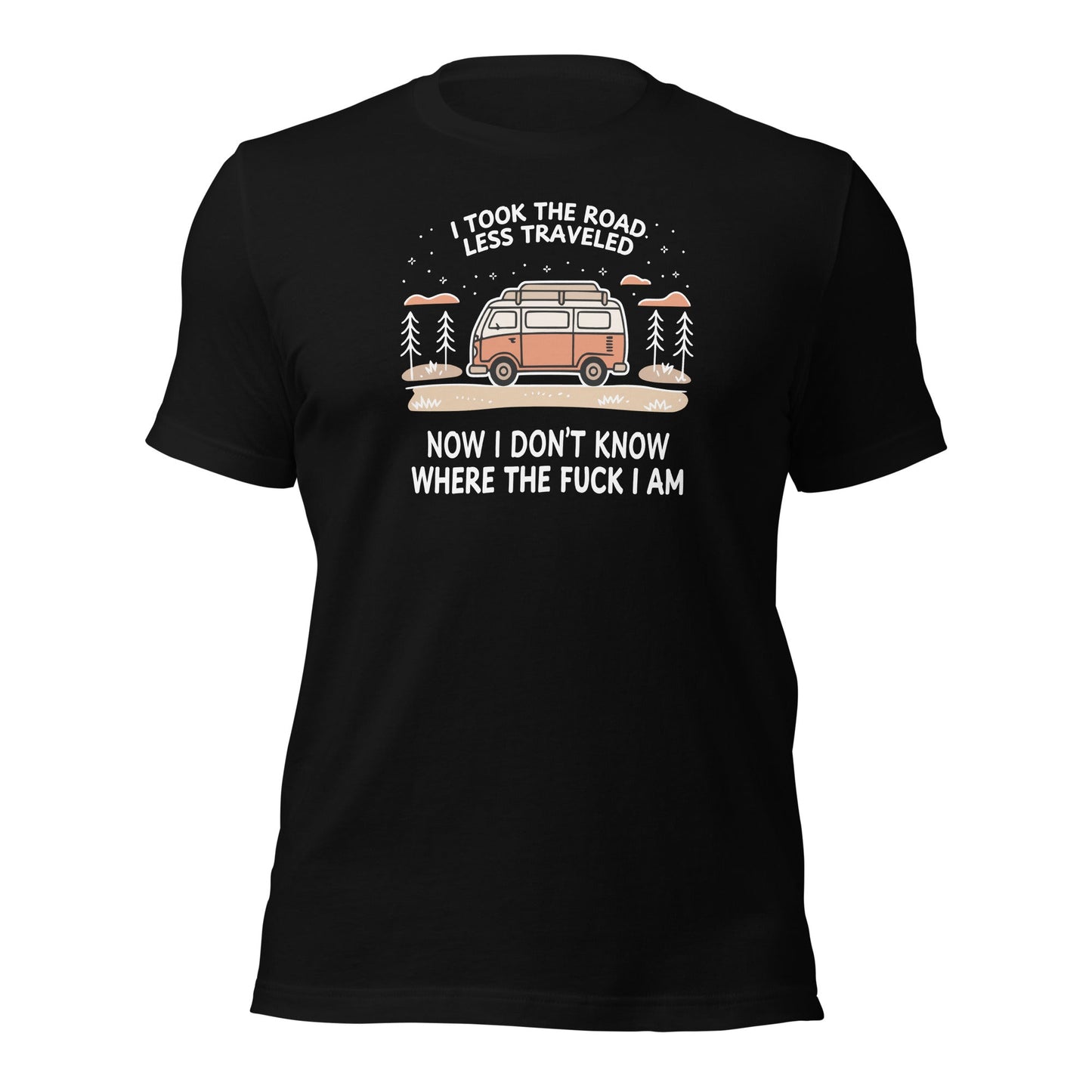 Van Life T-Shirt Road Less Traveled Shirt Camping Adventure Tee - Inken Image